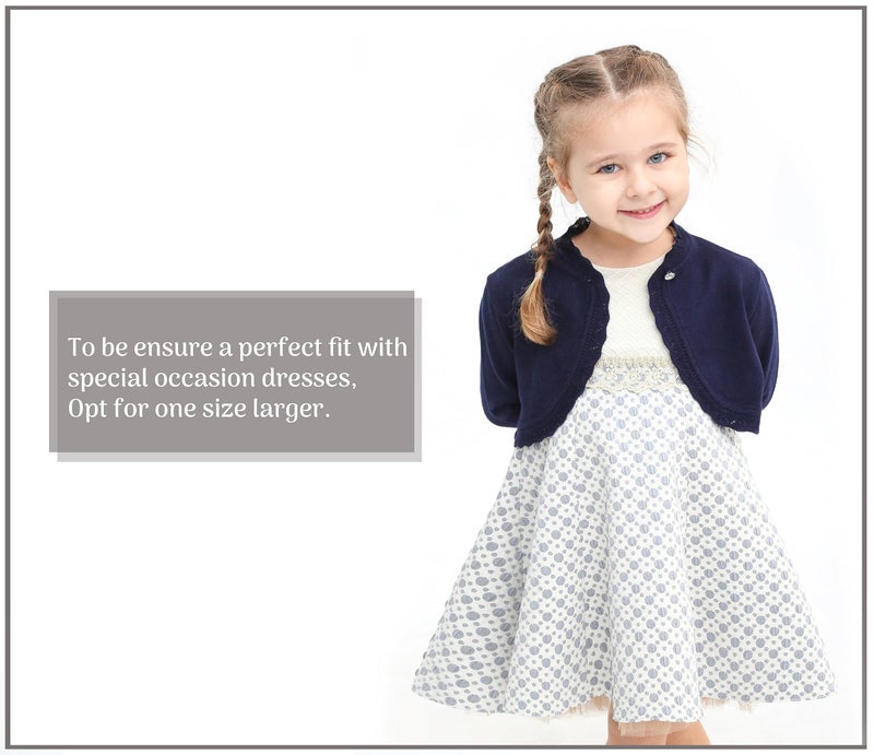 Lilax Little Girls' Knit Long Sleeve Button Closure Bolero Cardigan Shrug 9 Navy - Image 3
